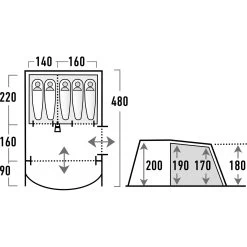 HIGH PEAK Brixen 5.0 - Familienzelt -Camping Verkäufe high peak brixen 5 0 familienzelt light grey dark green hip 11816 9